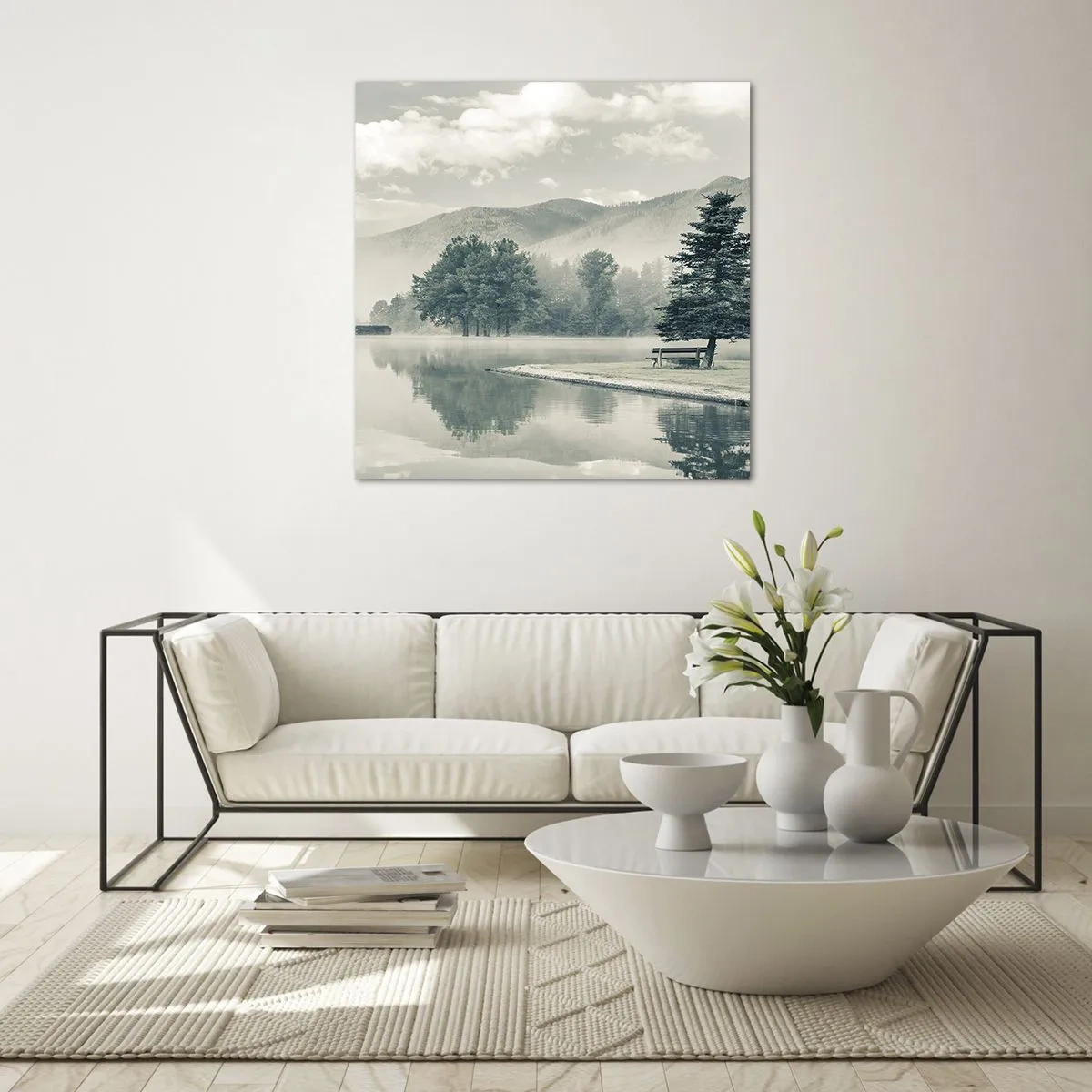 Billede på glas - Søen sover stadig - 40x40 cm