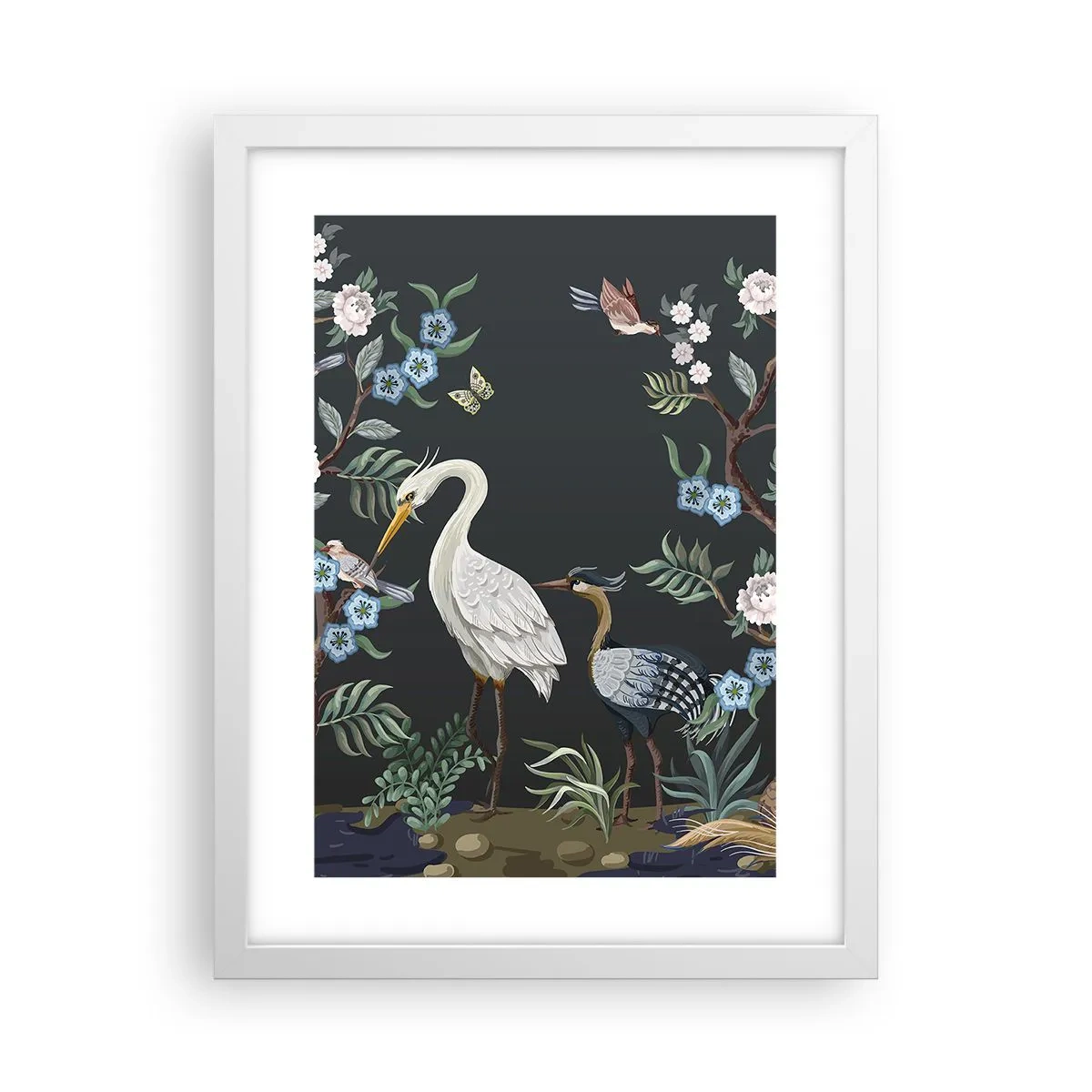 Plakat i hvid ramme - Fugleparade - 30x40 cm