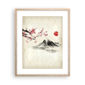 Plakat i ramme af lyst egetræ - Bliv forelsket i Japan - 40x50 cm
