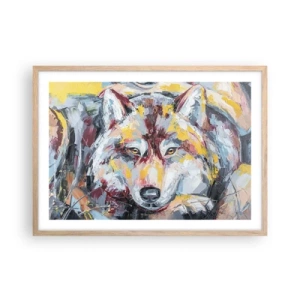 Plakat i ramme af lyst egetræ - Fred blandt kære - 70x50 cm