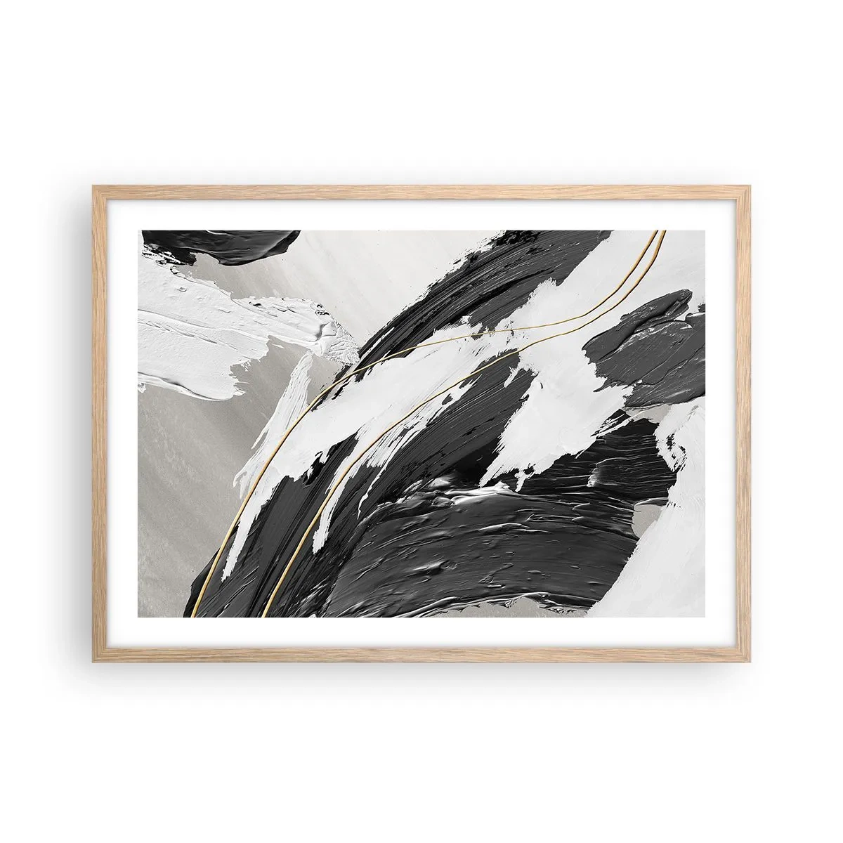 Plakat i ramme af lyst egetræ - Abstraktion med flair - 70x50 cm