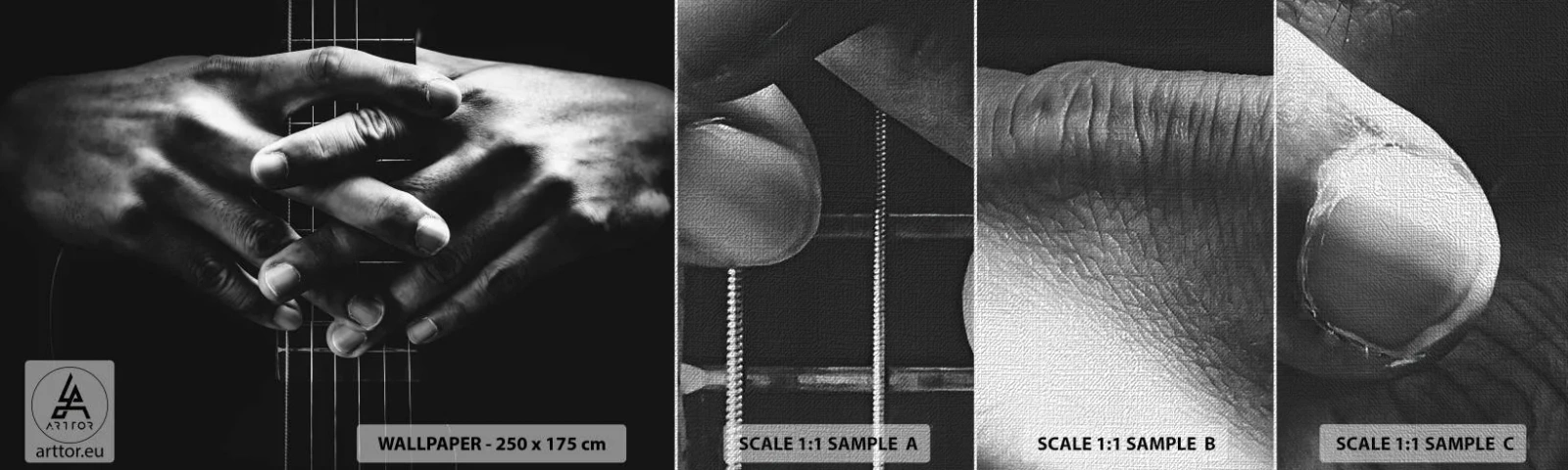 Prøve Fototapet Premium Canvas - Kunstnerens bøn - Guitarist, Musiker, Guitar - 100x30 cm