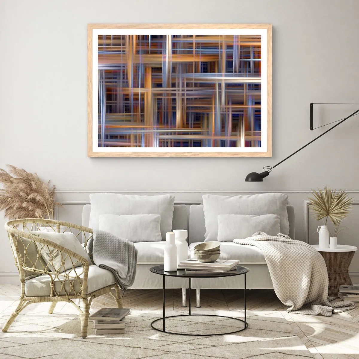 Plakat i ramme af lyst egetræ - Vævet af lys - 70x50 cm