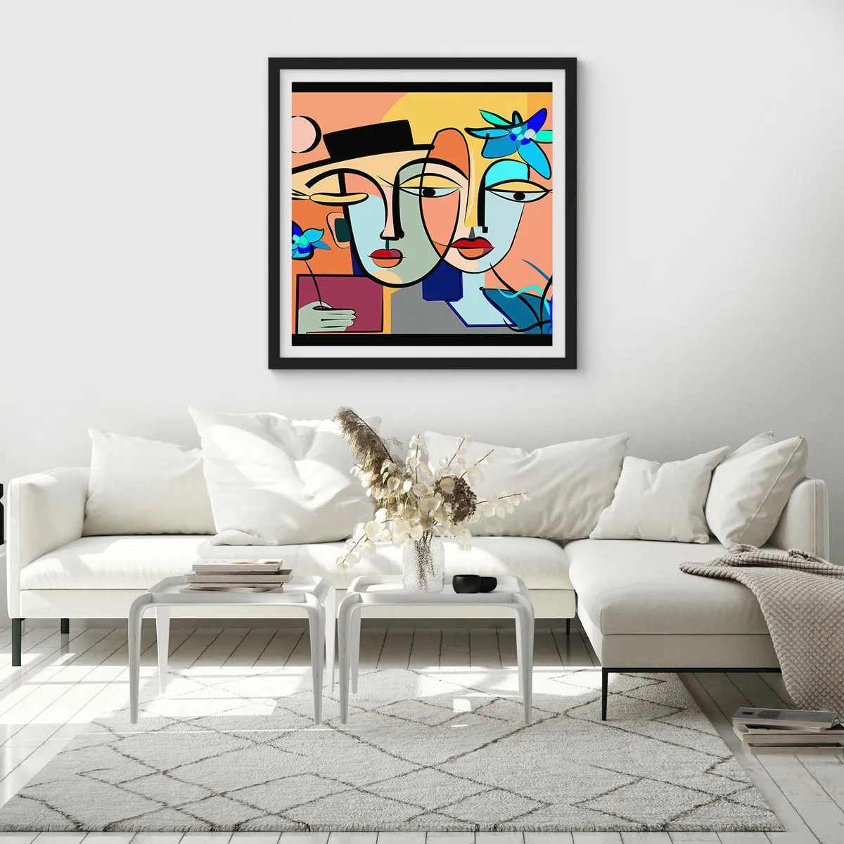 Plakat i sort ramme - Picassos randez vous - 40x40 cm