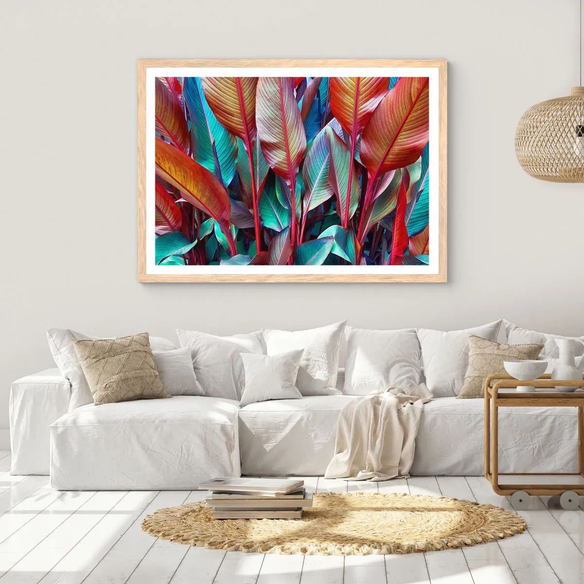 Plakat i ramme af lyst egetræ - Farverigt krat - 40x30 cm