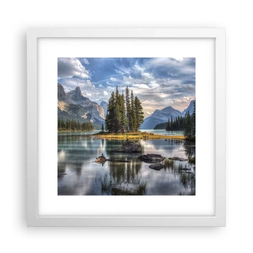 Plakat i hvid ramme - Over store og klare vande… - 30x30 cm