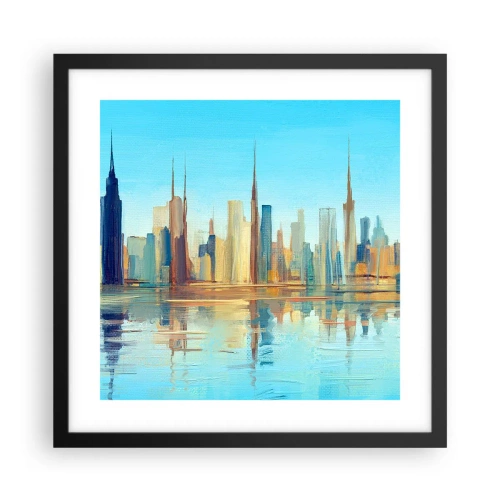 Plakat i sort ramme - Solrig metropol - 40x40 cm