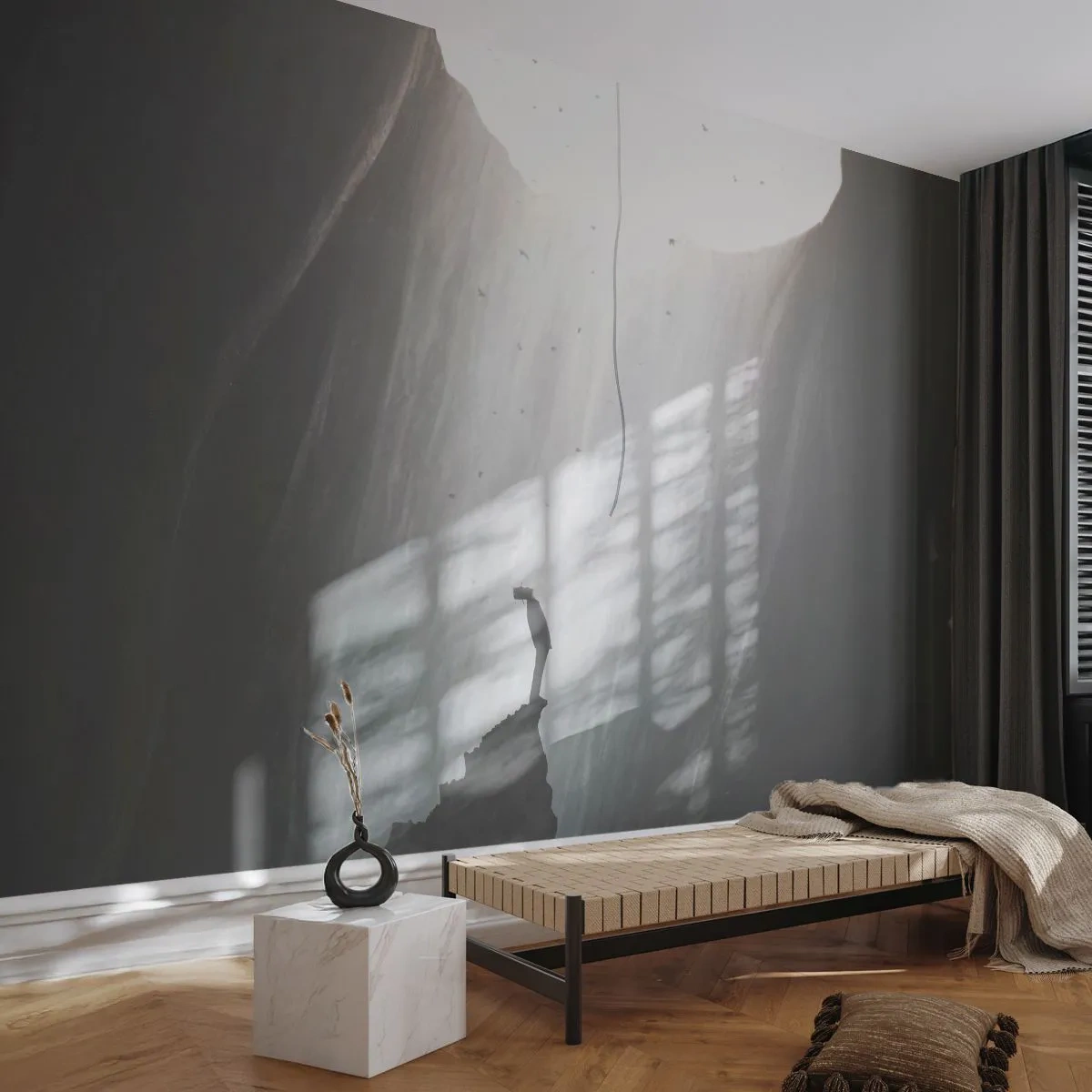 Fototapet Premium Sand - Der er altid en vej ud - Hule, Mand, Klatring - 250x175 cm