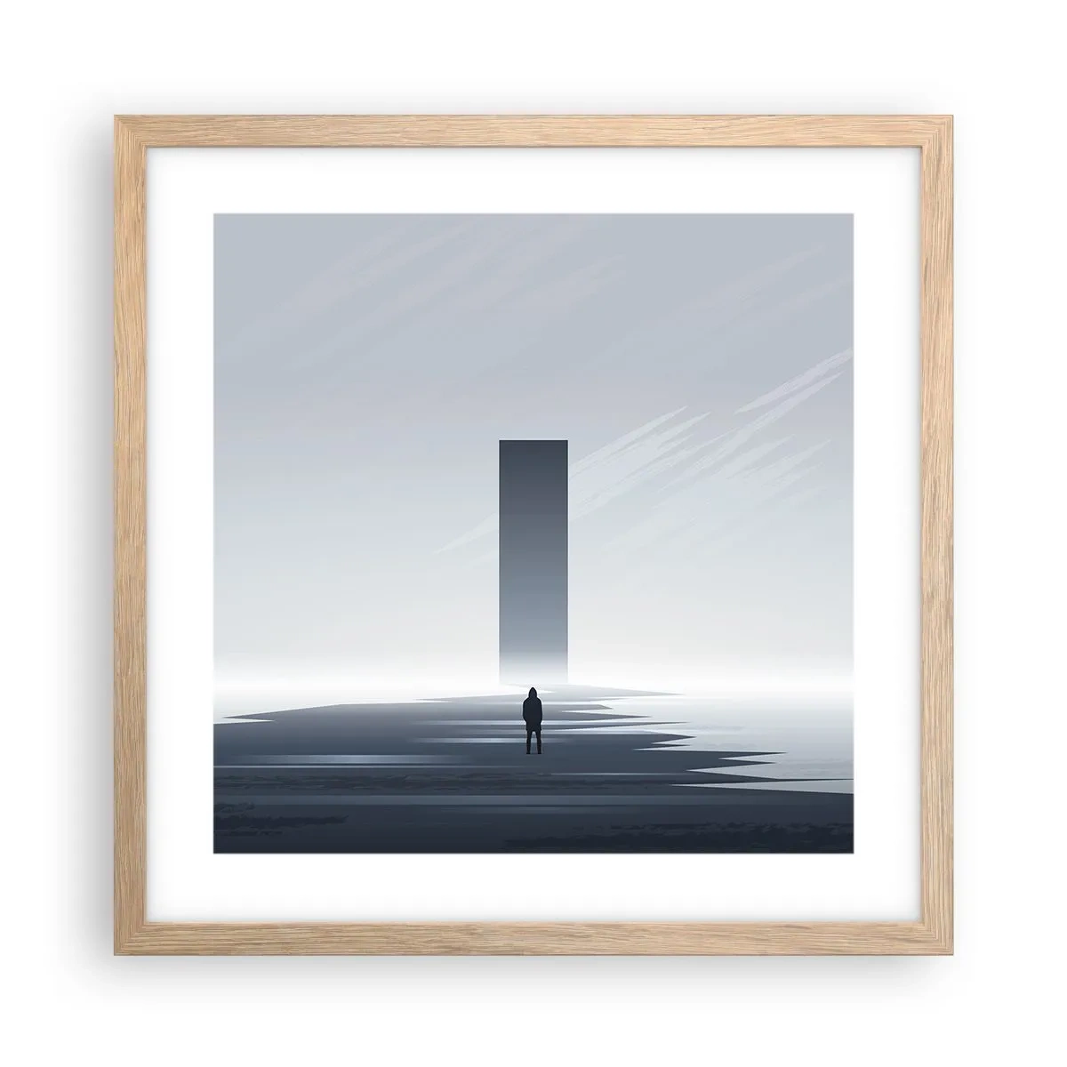 Plakat i ramme af lyst egetræ - Mulighed eller trussel? - 40x40 cm