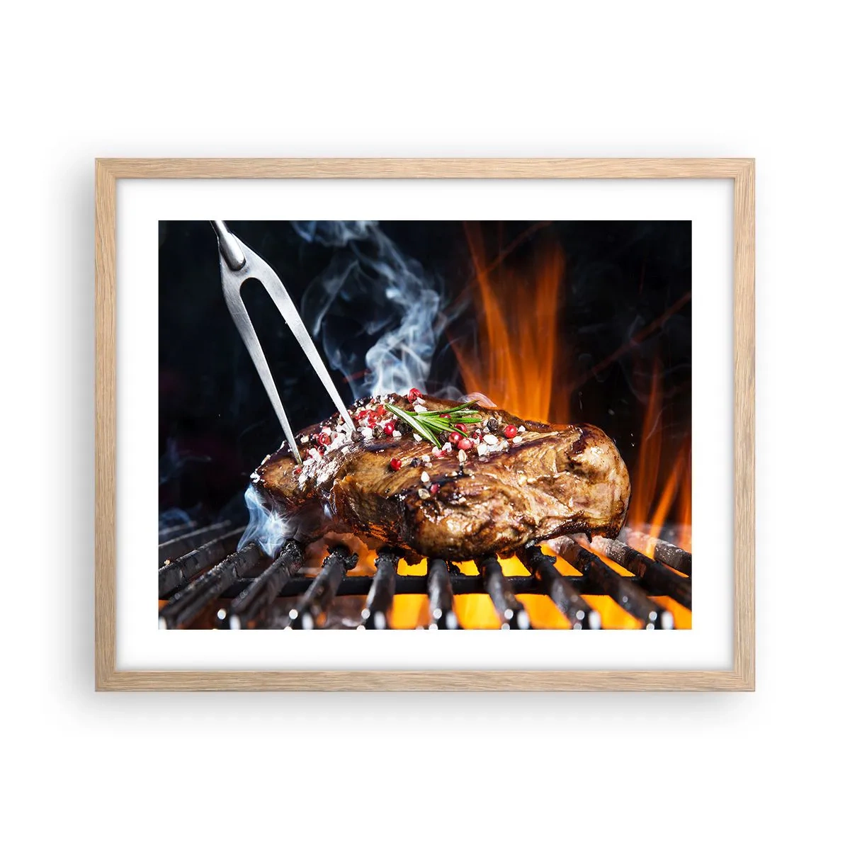 Plakat i ramme af lyst egetræ - Saftig og velduftende - 50x40 cm