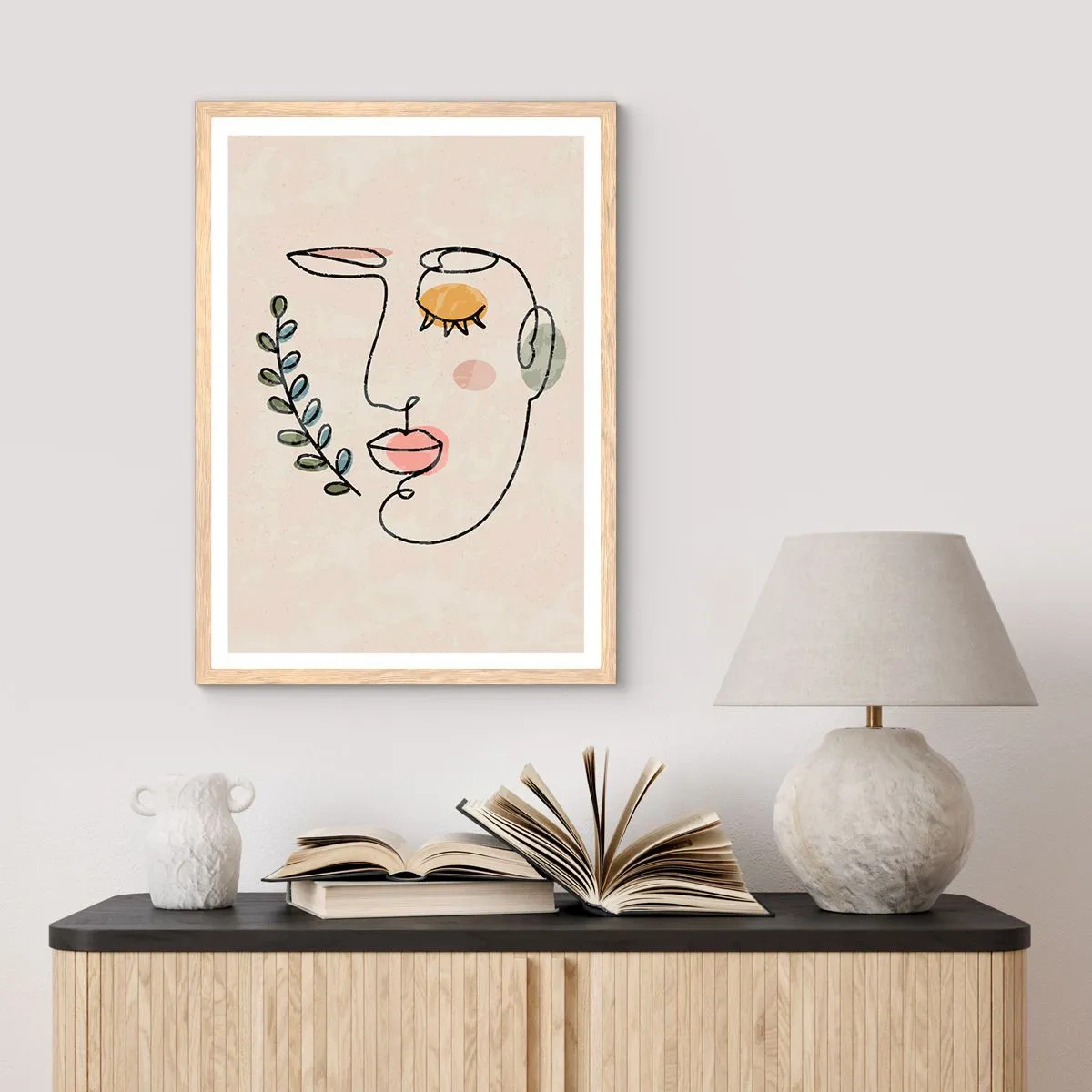 Plakat i ramme af lyst egetræ - Ro fundet - 70x100 cm