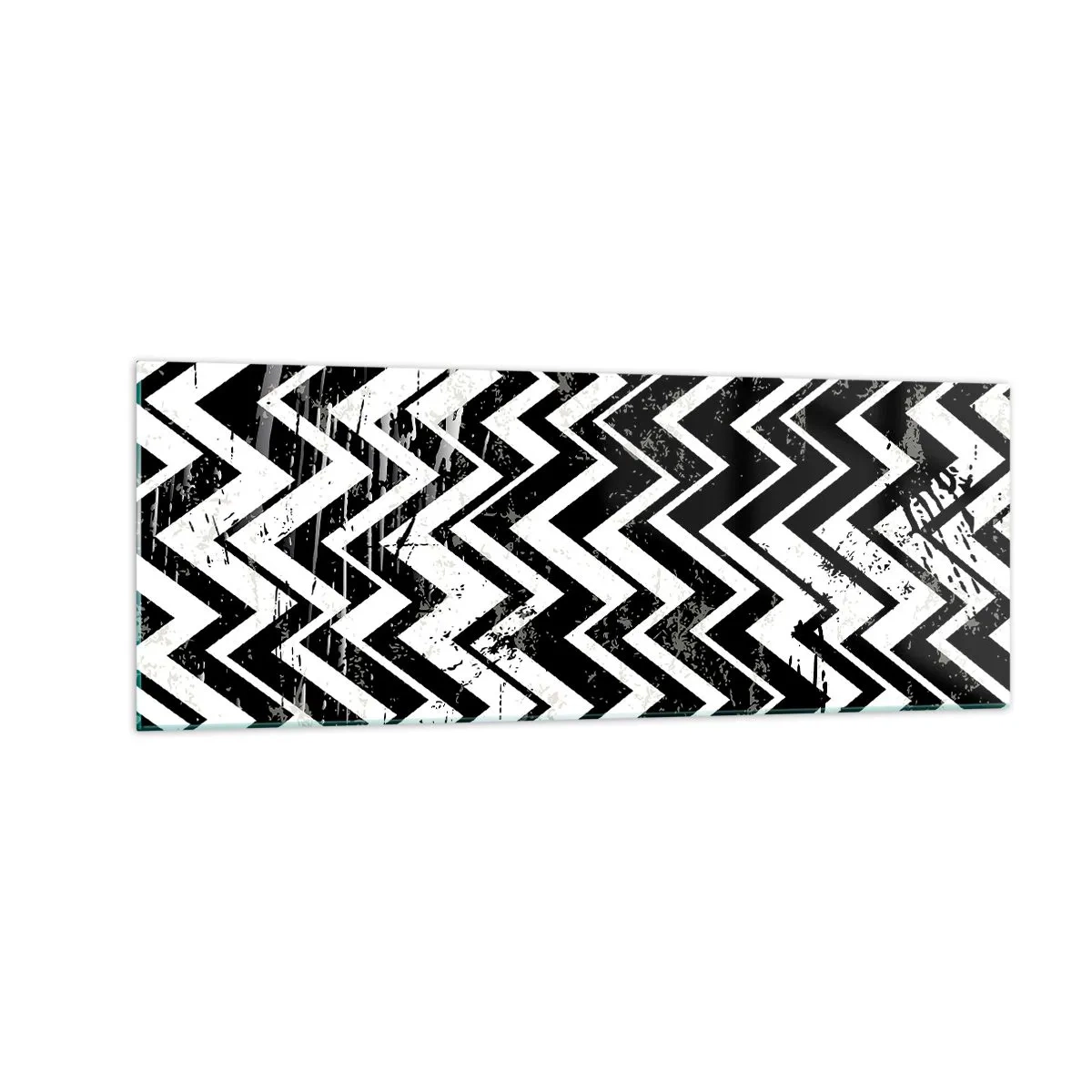 Billede på glas - Zig-hvid, zag-sort - 140x50 cm
