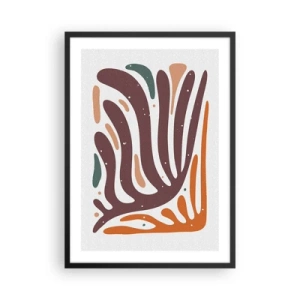 Plakat i sort ramme - Organisk abstraktion i varme nuancer af brunt og orange - 50x70cm - Strålende organisk komposition - Moderne vægdekoration til stue og soveværelse ARTTOR