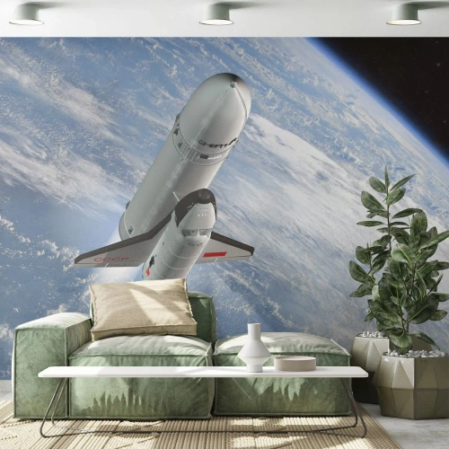 Fototapet Standard Eco - Kosmisk opstigning - Kosmos, Sputnik, En rumraket - 300x210 cm