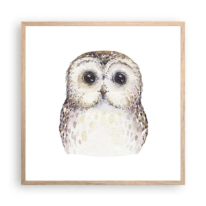 Plakat i ramme af lyst egetræ - Se mig i øjnene - 60x60 cm