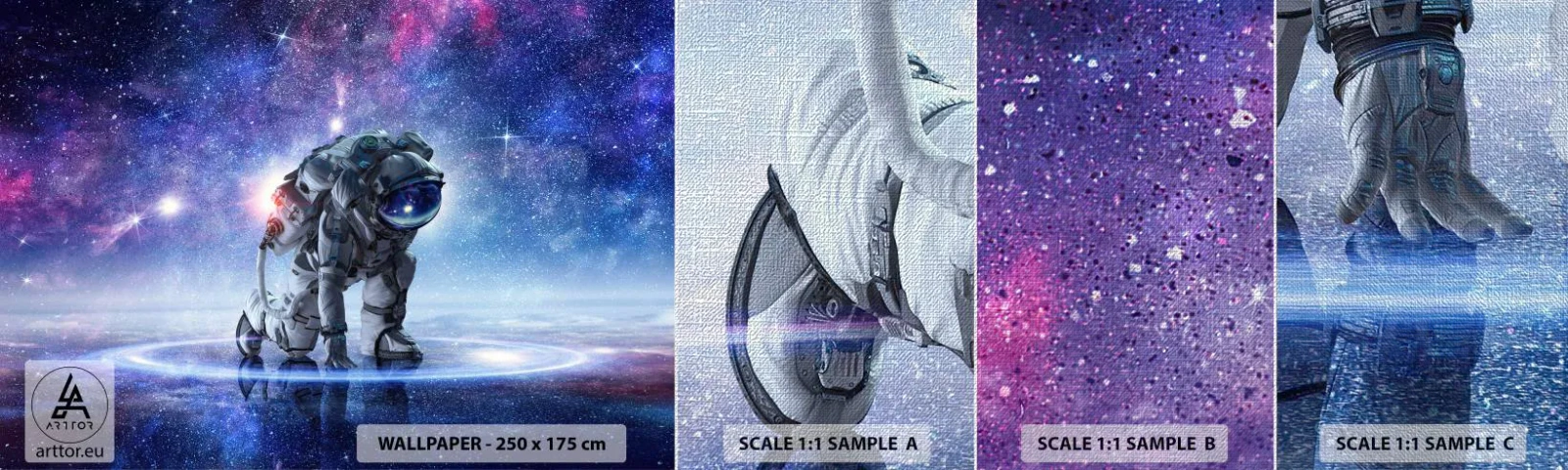 Prøve Fototapet Premium Canvas - Den stjerneklare himmel over mig - Kosmonaut, Kosmos, Astronaut - 100x30 cm