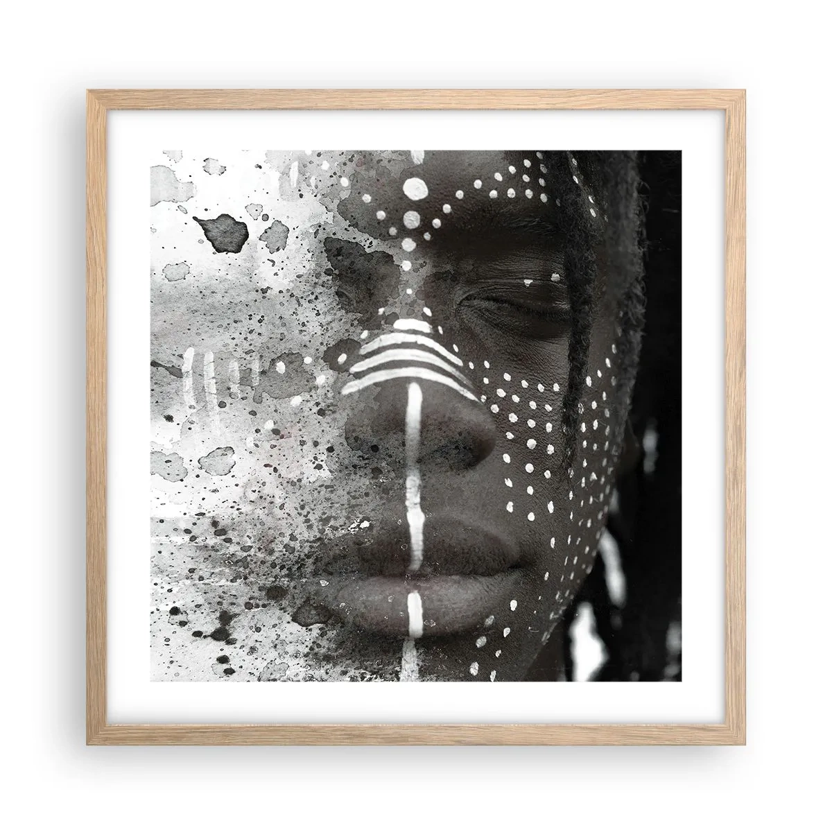 Plakat i ramme af lyst egetræ - Opdag den oprindelige ånd - 50x50 cm