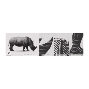 Prøve Fototapet Premium Canvas - Naturens geometriske skønhed - Dyr, Næsehorn, Grafik - 100x30 cm