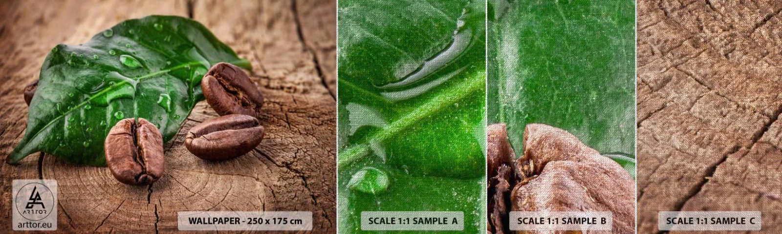 Prøve Fototapet Premium Canvas - Den sandeste og sorteste - Gastronomi, Kaffe, Kaffebønne - 100x30 cm