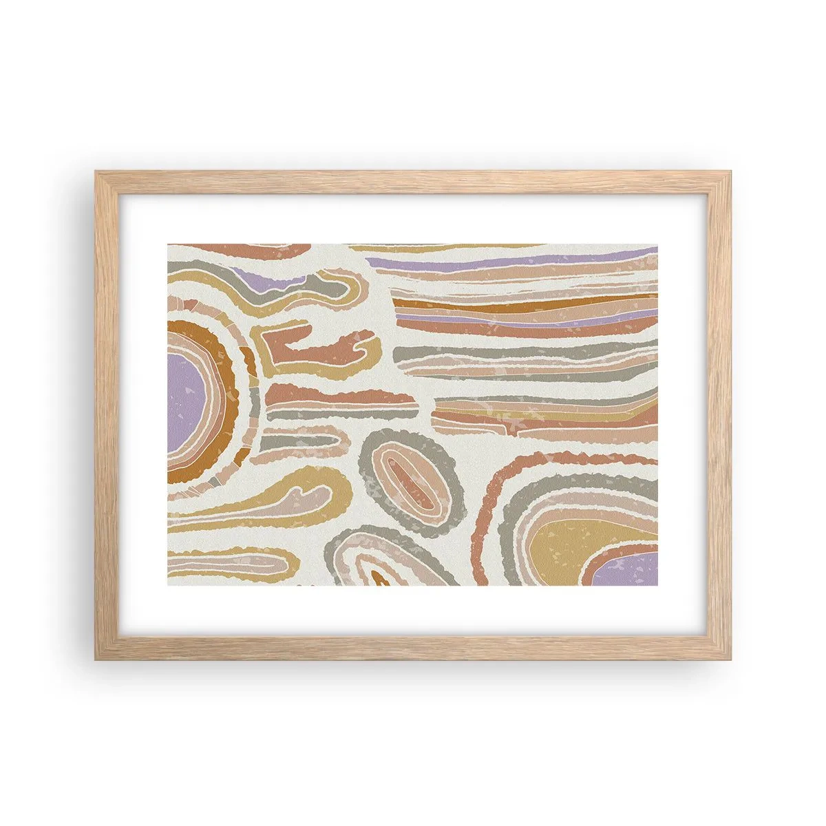 Plakat i ramme af lyst egetræ - Farverige tværsnit - 40x30 cm