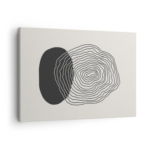 Lærredstryk - Billede på lærred - Abstrakt mønster med linjer og former i sort og hvid - 70x50cm - Varighed og vibration - Moderne vægdekoration til stue og soveværelse ARTTOR
