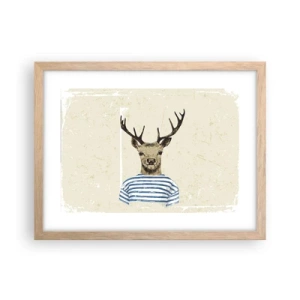 Plakat i ramme af lyst egetræ - Fordi jeg kan lide stribede skjorter! - 40x30 cm