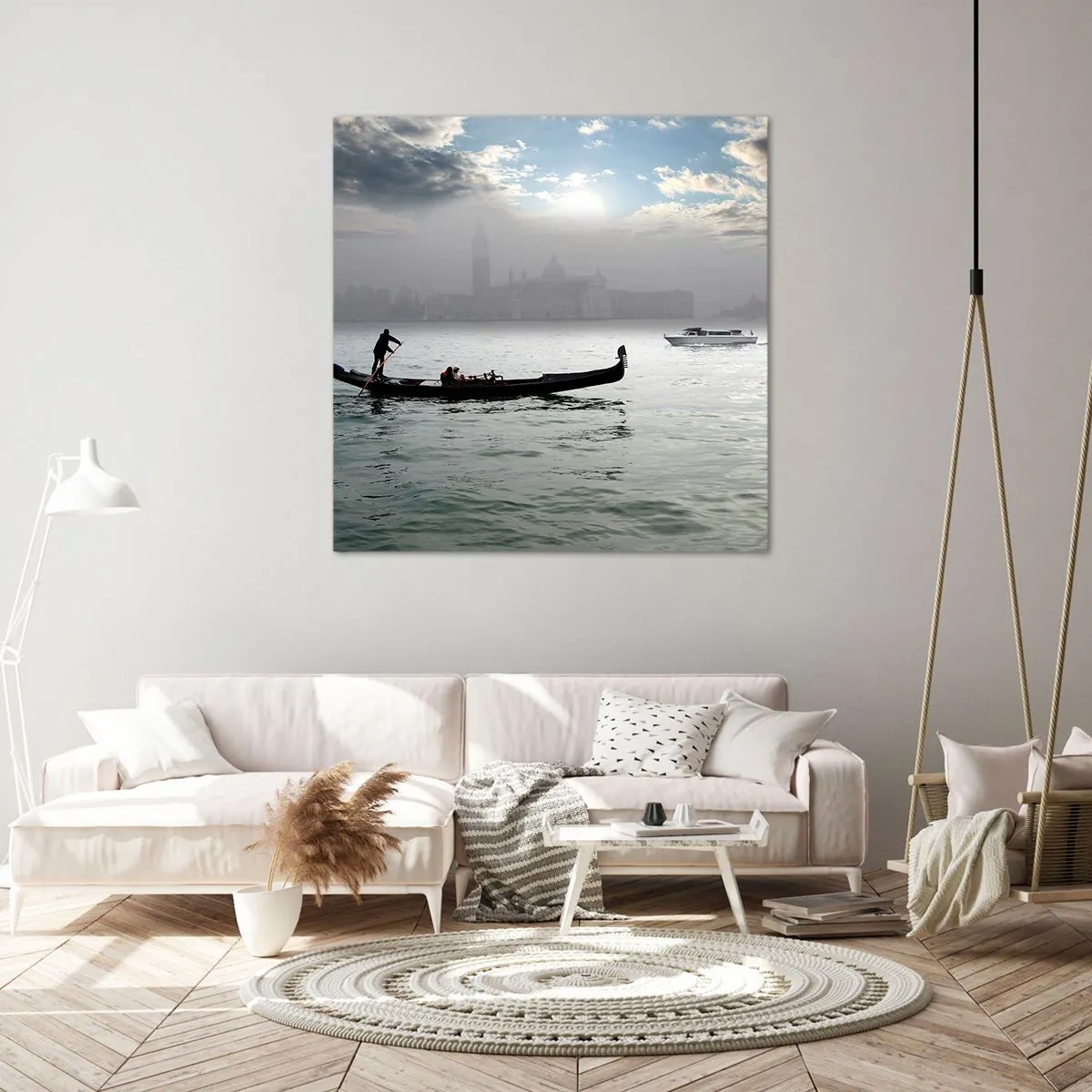 Lærredstryk - Billede på lærred - En fabelagtig by af vand og tåge - 40x40 cm