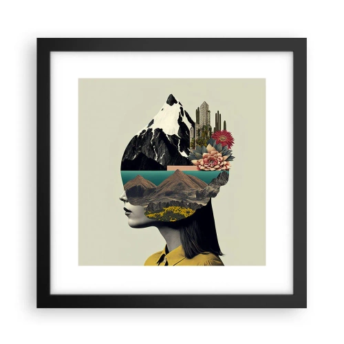 Plakat i sort ramme - Kvinden - altid et mysterium - 30x30 cm