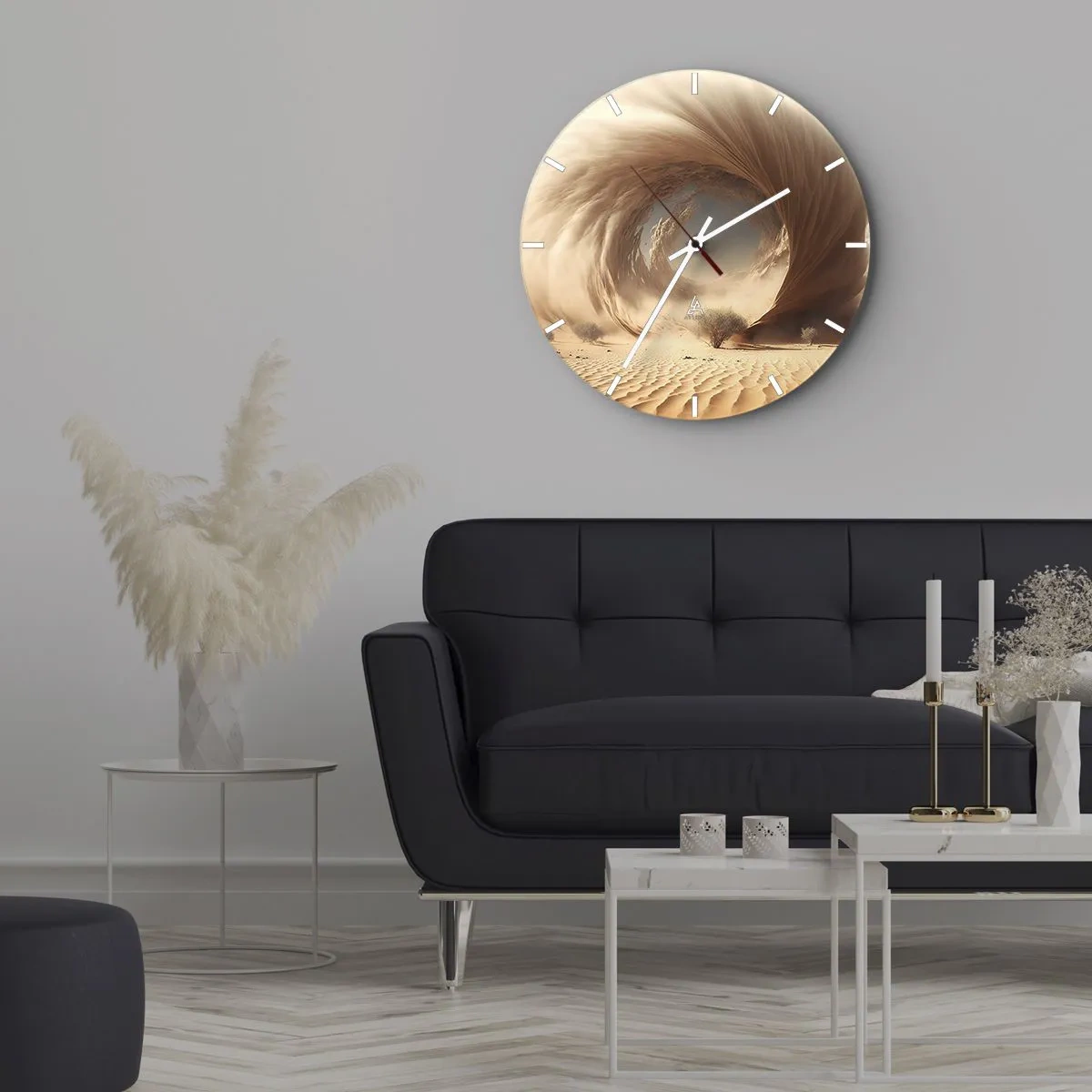Vægur, Uret - Et ørkenlandskab med en hvirvlende portallignende struktur - 30x30cm - Åben portal - Moderne vægdekoration til stue, køkken og soveværelse ARTTOR