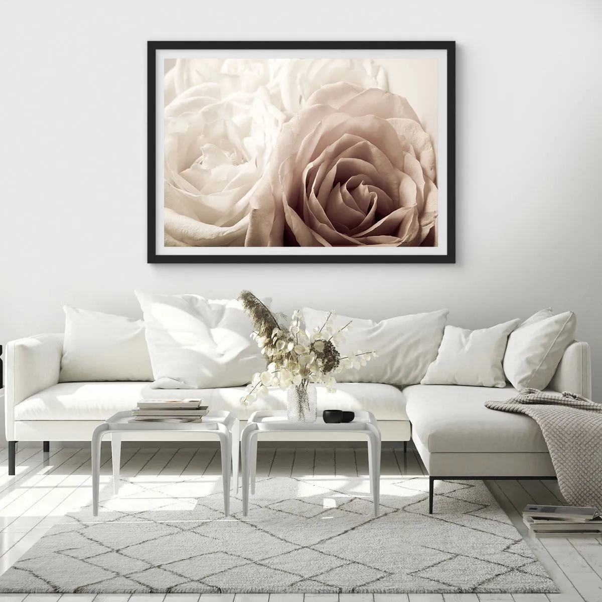 Plakat i sort ramme - I rosens hjerte - 70x50 cm
