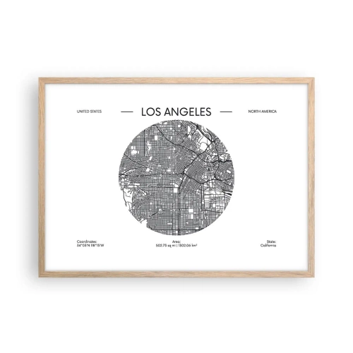 Plakat i ramme af lyst egetræ - Los Angeles' anatomi - 70x50 cm