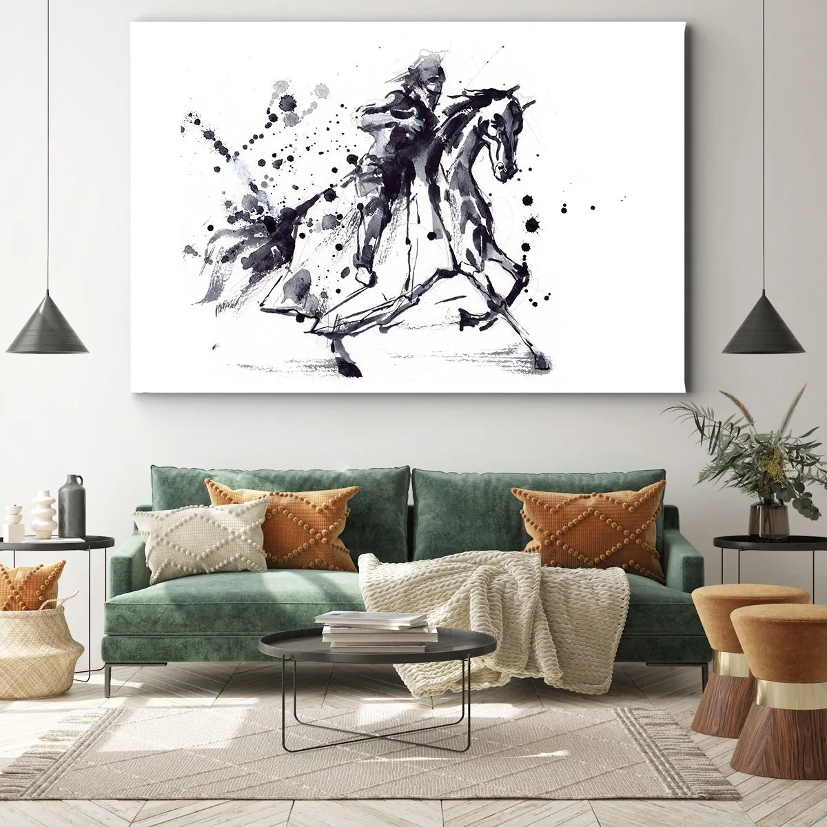 Lærredstryk - Billede på lærred - Sort ridder - 120x80 cm