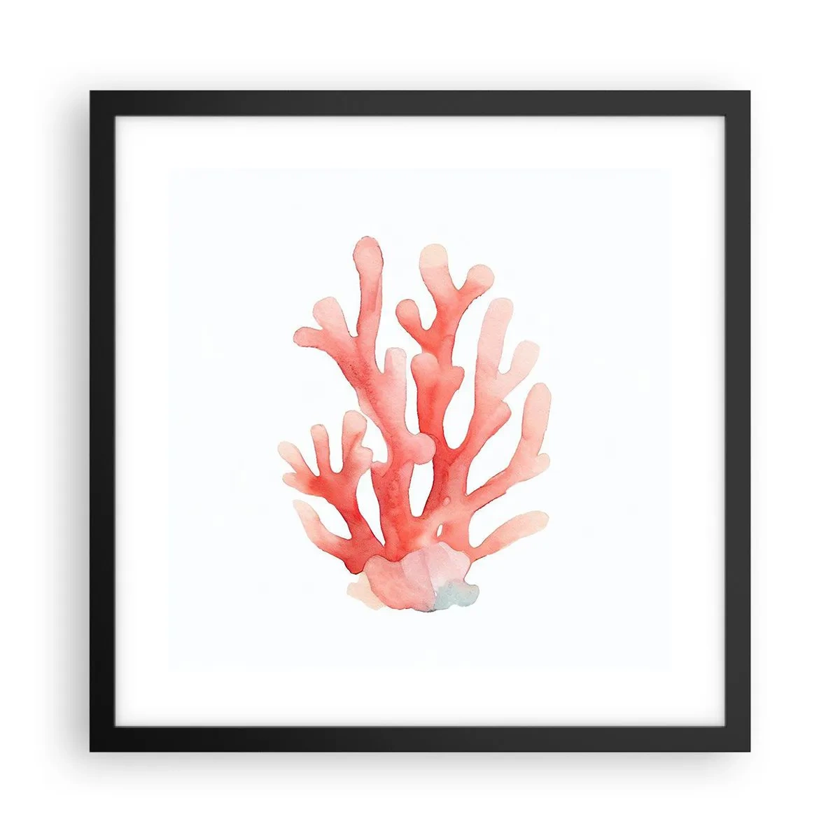 Plakat i sort ramme - Farven koral - 40x40 cm