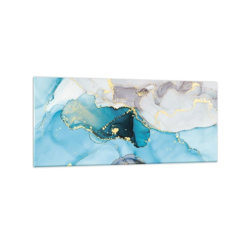 Billede på glas - En undersøgelse af mødet mellem grå og turkis - 120x50 cm