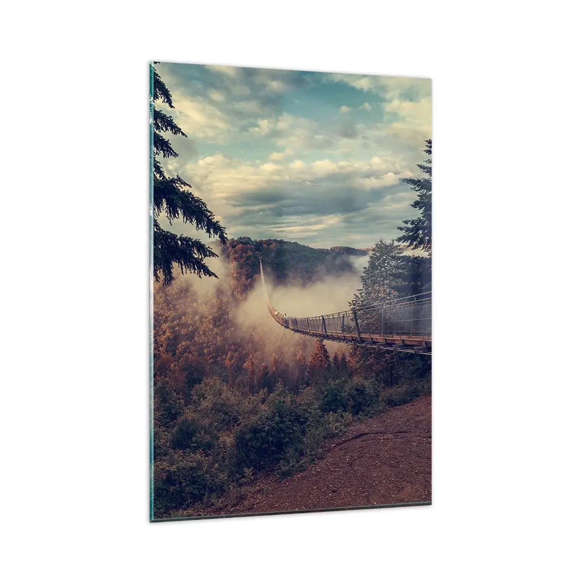 Billede på glas - Over efterårsskoven - 80x120 cm