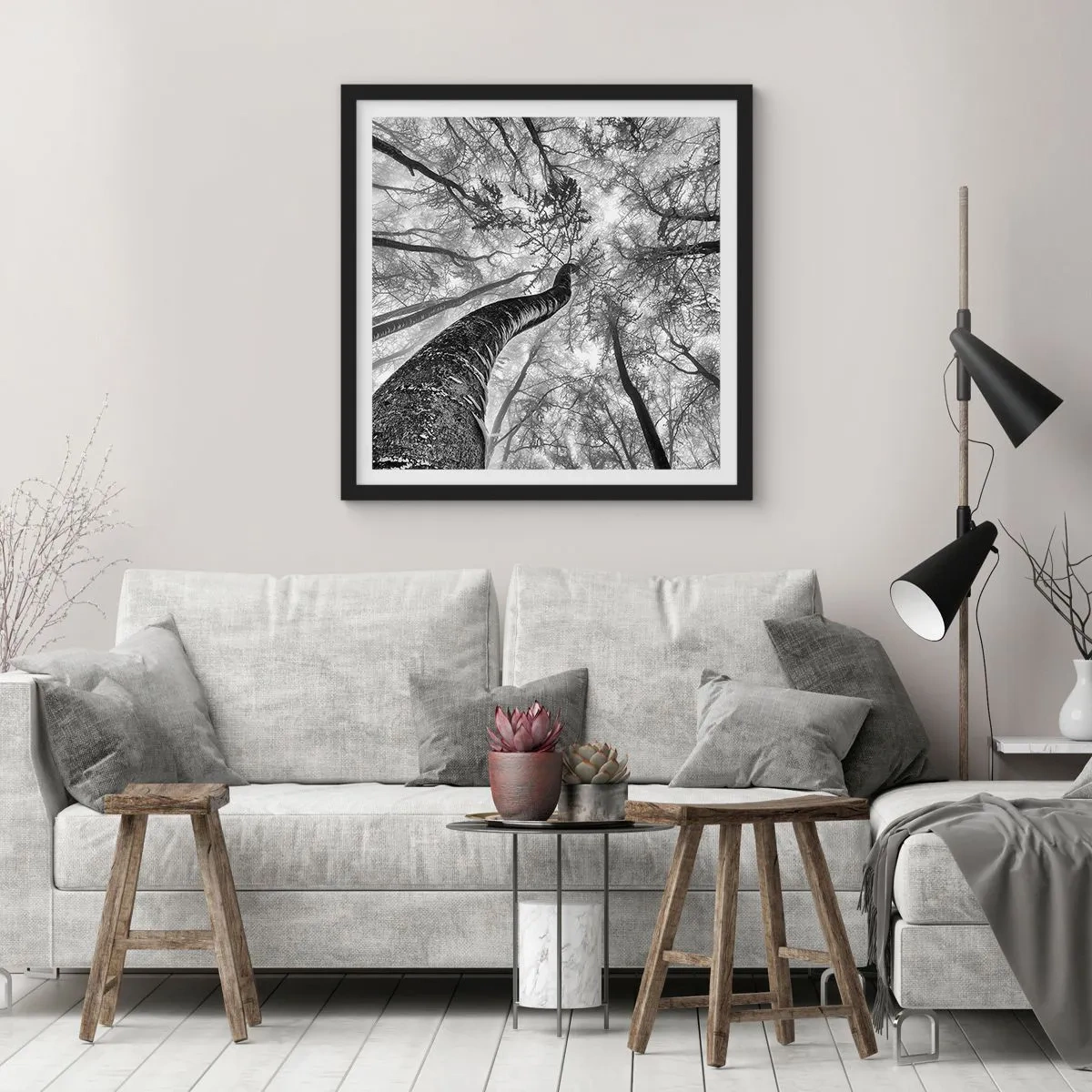 Plakat i sort ramme - Kapløb mod lyset - 50x50 cm