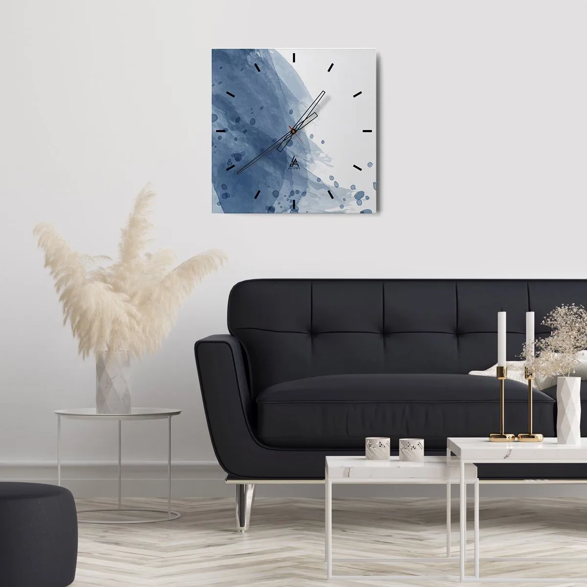 Vægur, Uret - Blå tyl - 40x40 cm