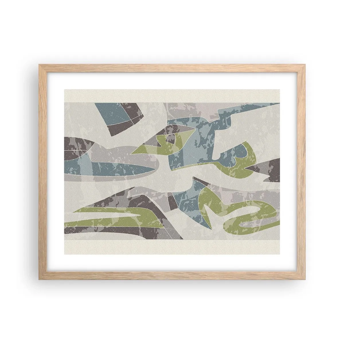 Plakat i ramme af lyst egetræ - Komposition bag glas - 50x40 cm