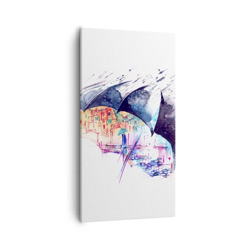 Lærredstryk - Billede på lærred - Gåtur i regnvejr - 55x100 cm