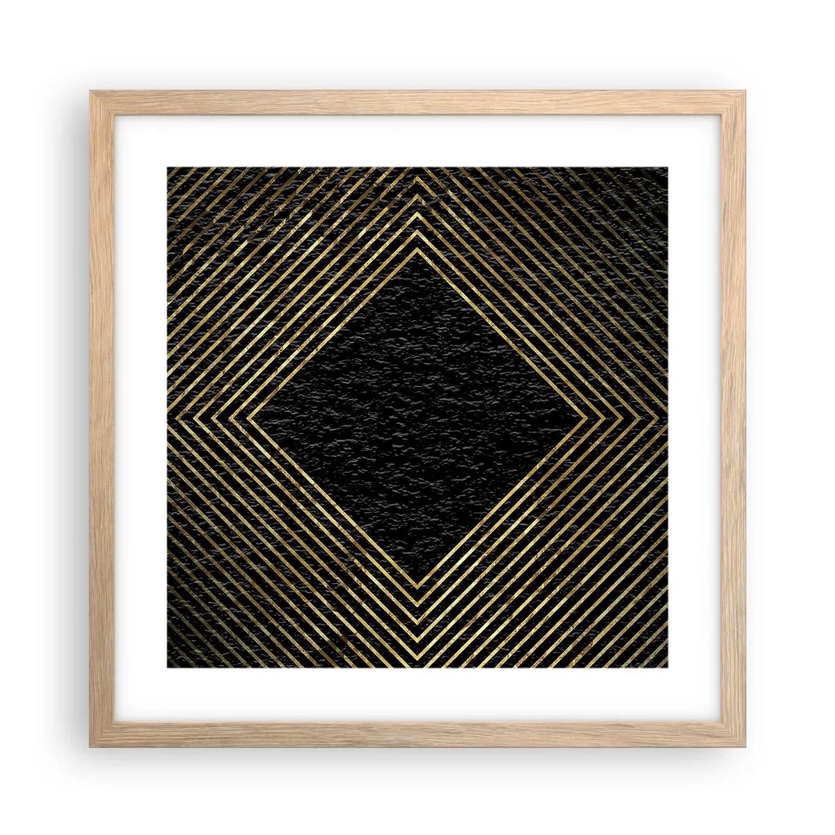 Plakat i ramme af lyst egetræ - Geometri i glamour-stil - 40x40 cm