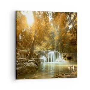 Lærredstryk - Billede på lærred - Kaskade i parken - 70x70 cm