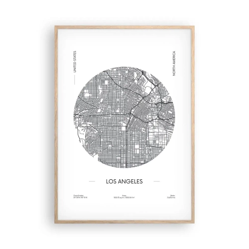 Plakat i ramme af lyst egetræ - Los Angeles' anatomi - 70x100 cm