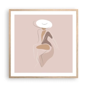 Plakat i ramme af lyst egetræ - En dame, der skal være - 60x60 cm