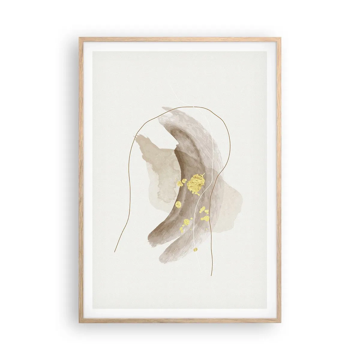 Plakat i ramme af lyst egetræ - Mødt i rummet - 70x100 cm