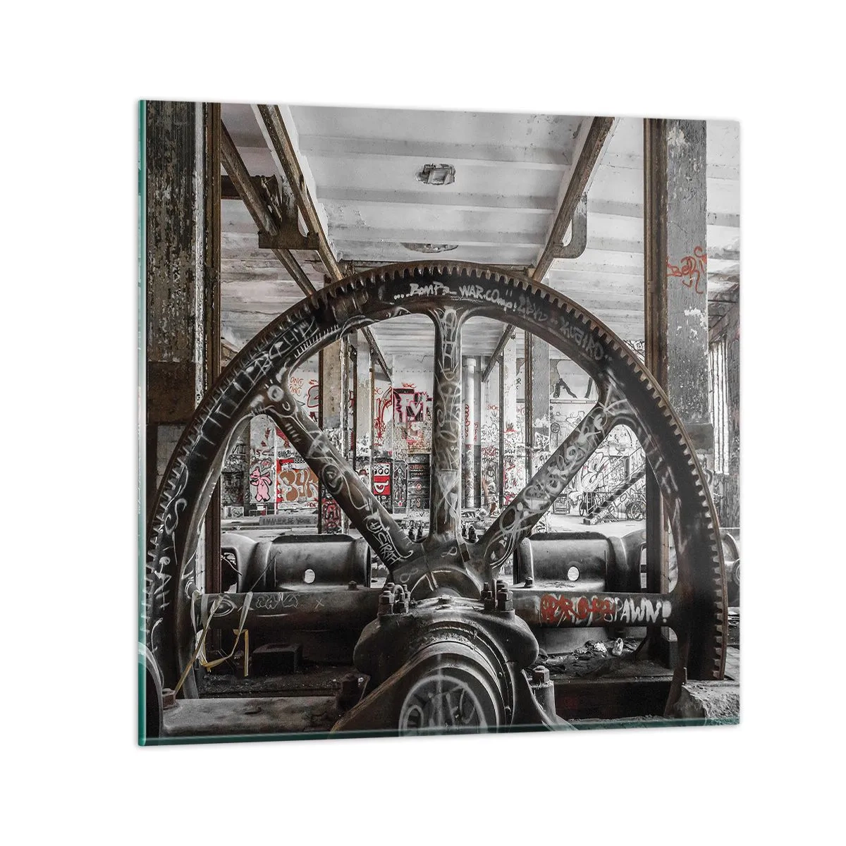 Billede på glas - Fabrikkens hemmelige liv - 60x60 cm