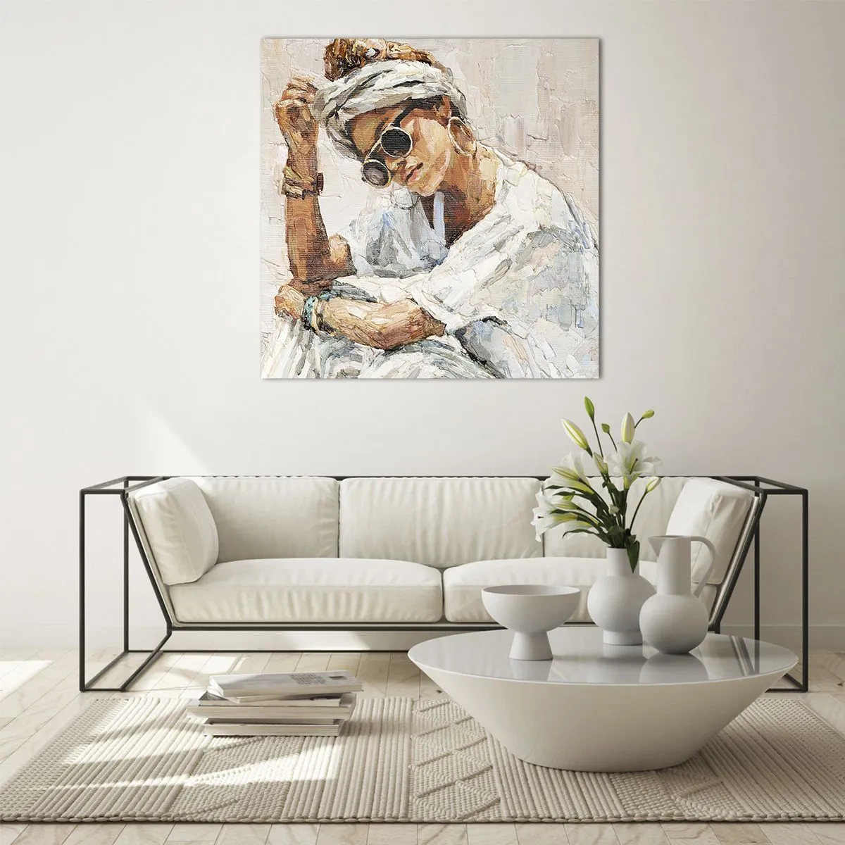 Billede på glas - Portræt i fuldt sollys - 50x50 cm