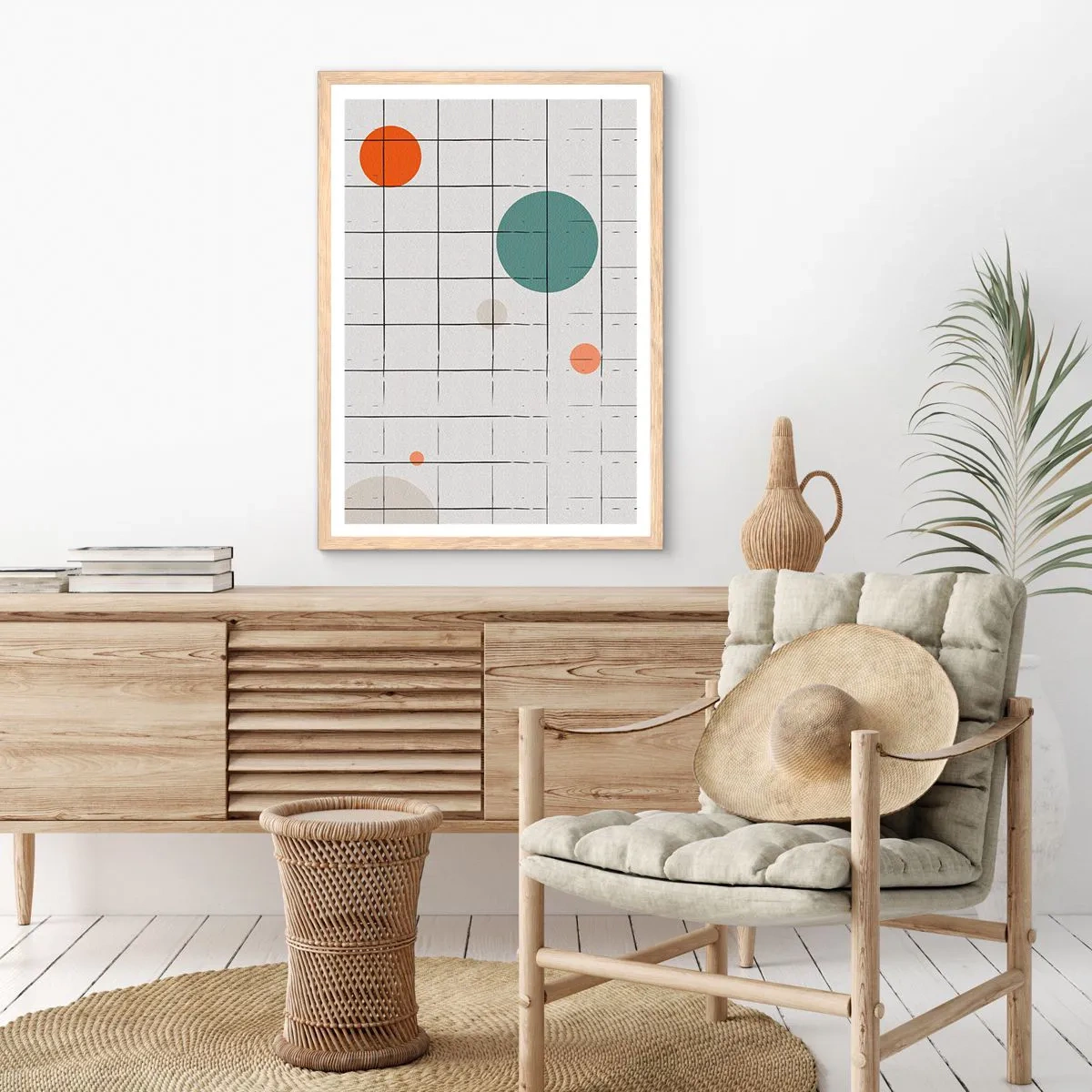 Plakat i ramme af lyst egetræ - Fanget i en fælde. Os eller dem? - 40x50 cm