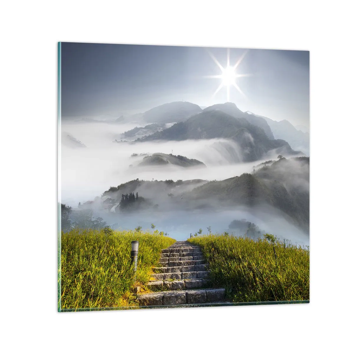 Billede på glas - Stadig op mod skyerne - 50x50 cm