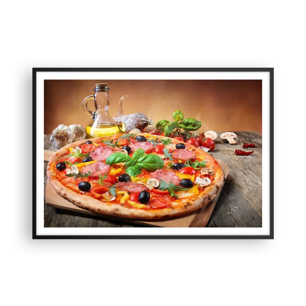 Plakat i sort ramme - Med en ægte italiensk smag - 100x70 cm
