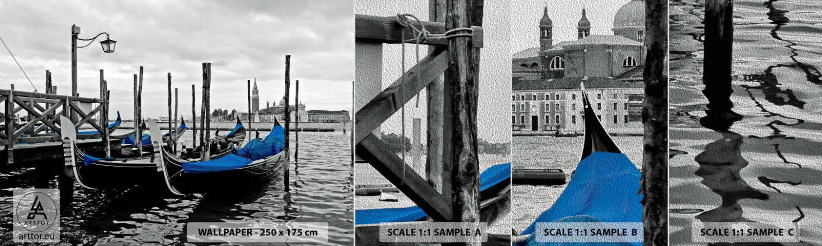 Prøve Fototapet Premium Sand - Eftertænksomt Venedig - By, Venedig, Italien - 100x30 cm